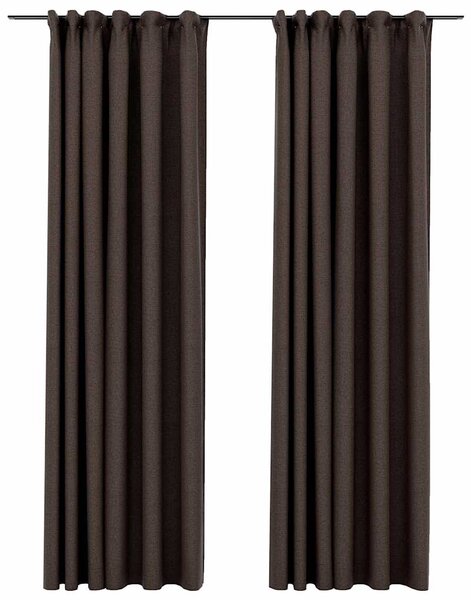 Zatemňovací závěsy s háčky vzhled lnu 2 ks taupe 140 x 225 cm 321205