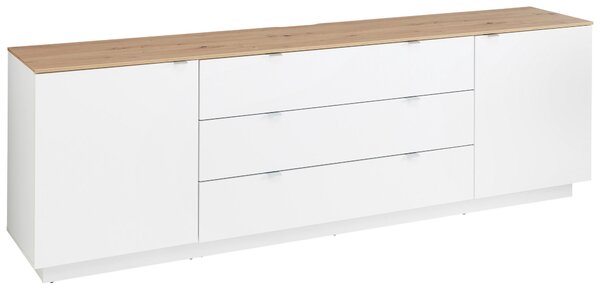 NÍZKÁ KOMODA, bílá, dub artisan, 240/77/44 cm MID.YOU - Komody bílé, Online Only
