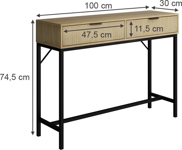 Toaletní stolek Vicco Lennox Dub 100 x 75 cm se 2 zásuvkami, Model 51879