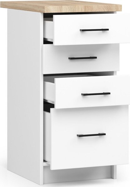 AKORD Furniture Factory KS0POLIBIA016, Bílá, 16 mm, 4 zásuvka/zásuvek, 460 mm, 400 mm, 850 mm
