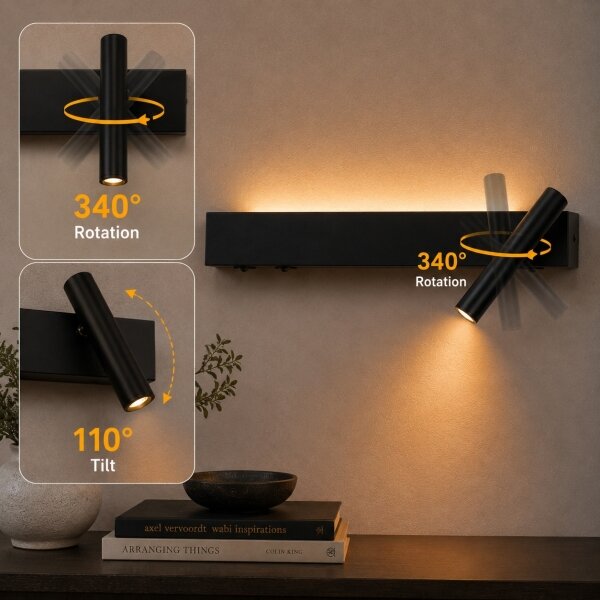 Brilagi - LED Nástěnné bodové svítidlo ARLIX LED/3W/230V + LED/7W černá CRI 90