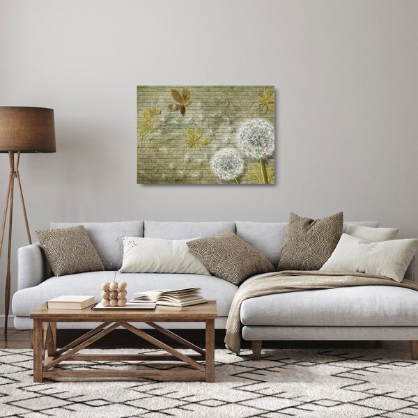 Skleněný obraz - Pampelišky unášené větrem (70x50 cm)