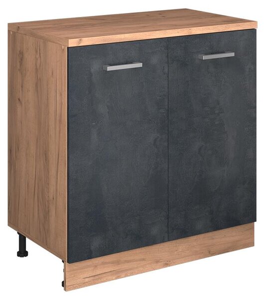 Kuchyňská skříňka pod šikmou střechu Vicco R-Line Černý beton 80 cm bez šikminy se 2 dveřmi, Model 61807