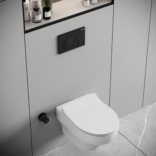 Creavit NESS, závěsné WC s technologií Tornado Flush, bez obruby, lesklá bílá barva, bez sedátka