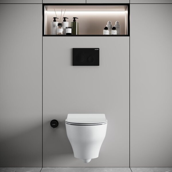 Creavit NESS, závěsné WC s technologií Tornado Flush, bez obruby, lesklá bílá barva, bez sedátka