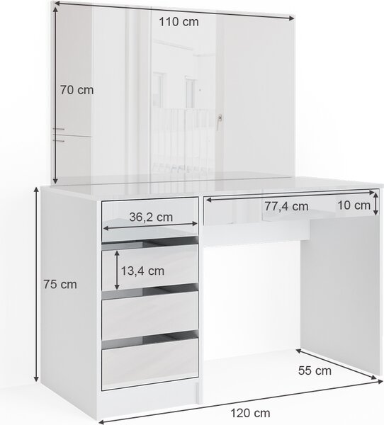Toaletní stolek Vicco Sherry Bílá 120 cm, Model 33950