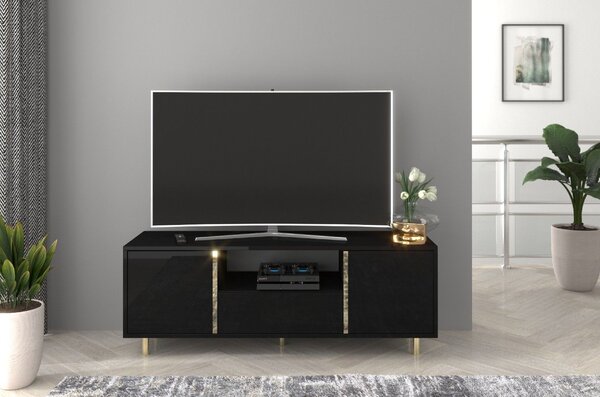 TV stolek/skříňka Naturlig Carra (vysoký lesk černý)
