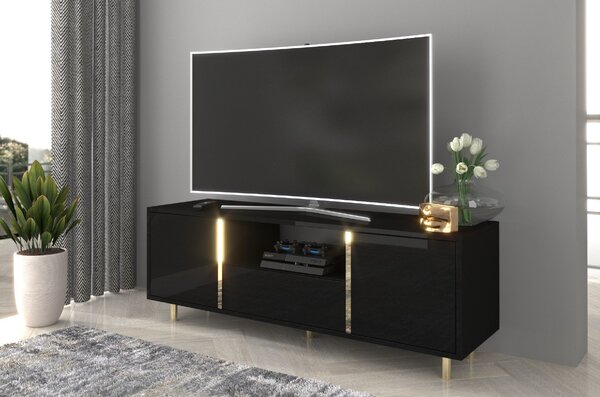 TV stolek/skříňka Naturlig Carra (vysoký lesk černý)