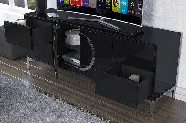 TV stolek/skříňka Naturlig Evenna (vysoký lesk černý)