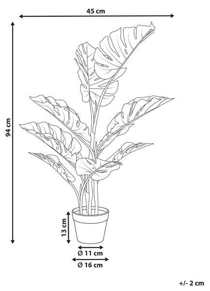 Umělá rostlina MONSTERA PLANT 94 cm Zelená
