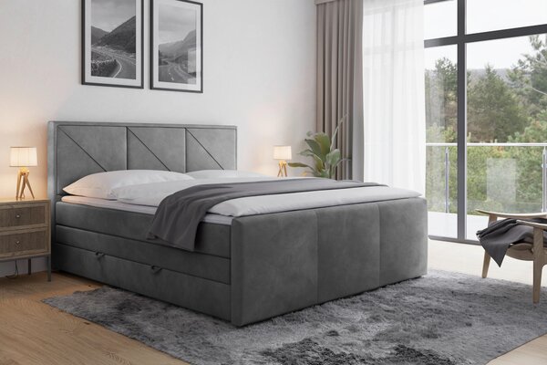 POSTEL BOXSPRING, 180/200 cm, světle šedá MID.YOU - Postele s úložným prostorem, Online Only