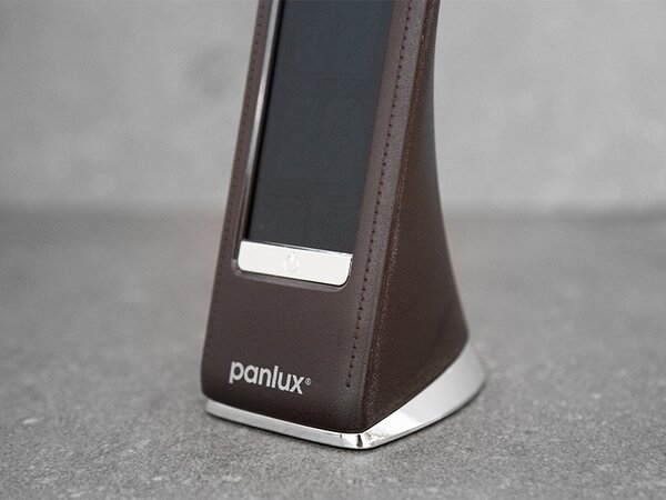 PANLUX s.r.o. Stolní LED lampička LORD LED s displejem - neutrální - bílá, hnědá, černá kůže Barva produktu: Bílá