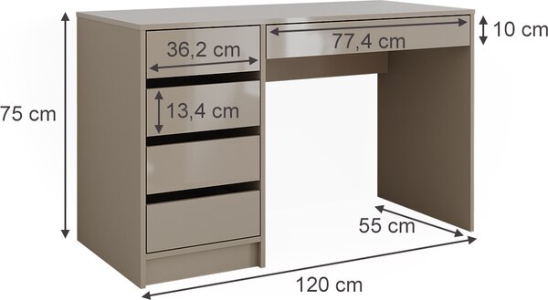 Toaletní stolek Vicco Sherry Béžový vysoký lesk 120 cm Bez zrcadla, Model 47287