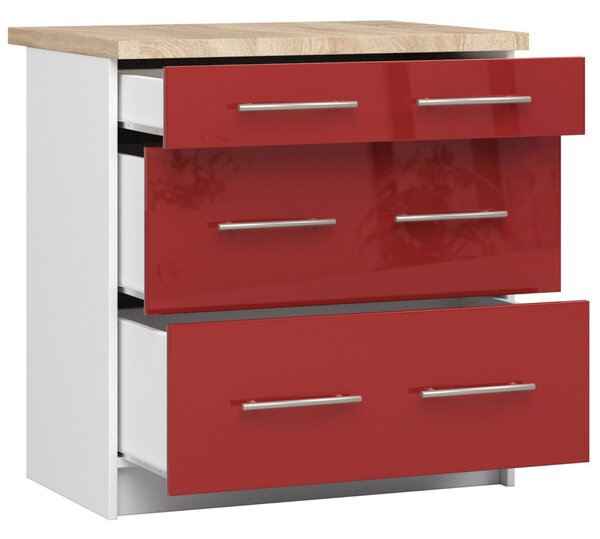 AKORD Furniture Factory KS0POLIBIACZERPOL3S015, Bílá, 16 mm, 3 zásuvka/zásuvek, 460 mm, 800 mm, 850 mm