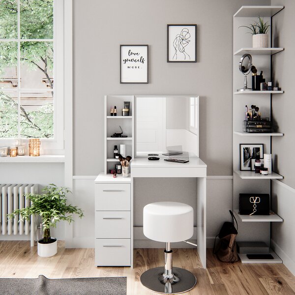 Toaletní stolek Vicco Meryl Bílá 80 cm s taburetem, Model 36204