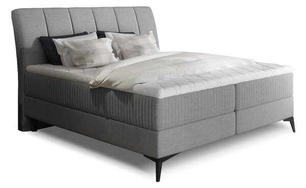 Boxspring postel 140 cm Alberto (šedá) (s matracemi)