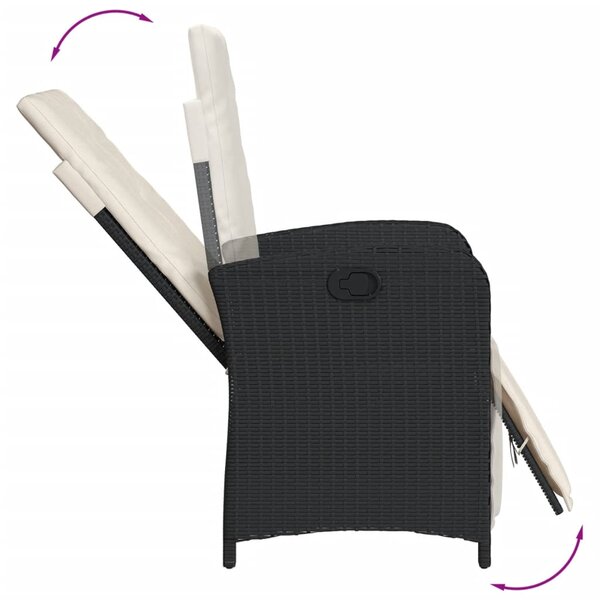 3dílný bistro set s poduškami černý polyratan 3212514