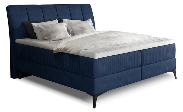 Boxspring postel 140 cm Alberto (tmavě modrá) (s matracemi)