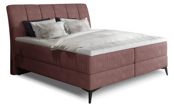 Boxspring postel 140 cm Alberto (tmavě růžová) (s matracemi)