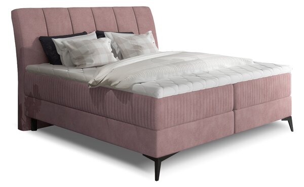 Boxspring postel 140 cm Alberto (růžová) (s matracemi)