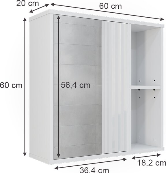 Koupelnová skříňka se zrcadlem Vicco Leano Bílá 60 x 60 cm, Model 52122