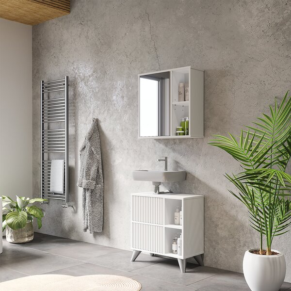 Koupelnová skříňka se zrcadlem Vicco Leano Bílá 60 x 60 cm, Model 52122
