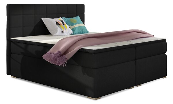 Boxspring postel 140 cm Abbie (černá) (s matracemi)