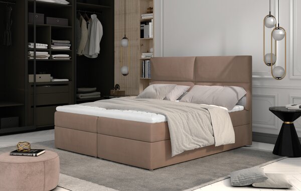 Boxspring postel 145 cm Alyce (hnědá) (s matracemi)