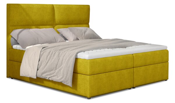 Boxspring postel 145 cm Alyce (žlutá) (s matracemi)