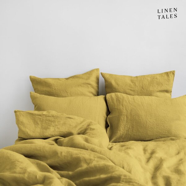 Žluté lněné povlečení na jednolůžko 140x200 cm – Linen Tales
