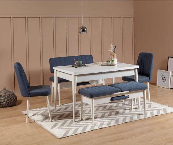 ASIR Jídelní set stůl, židle VINA bílý, modrý