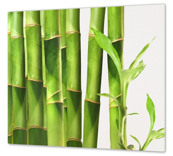 Ochranná deska bambus s listy bílé pozadí - 52x60cm / Bez lepení na zeď
