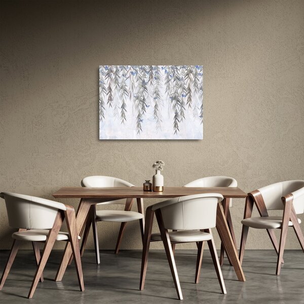 Skleněný obraz - Vrbové větvičky s motýly (70x50 cm)