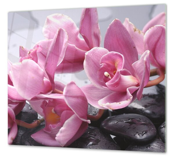 Ochranná deska růžové květy orchideje - 52x60cm / S lepením na zeď