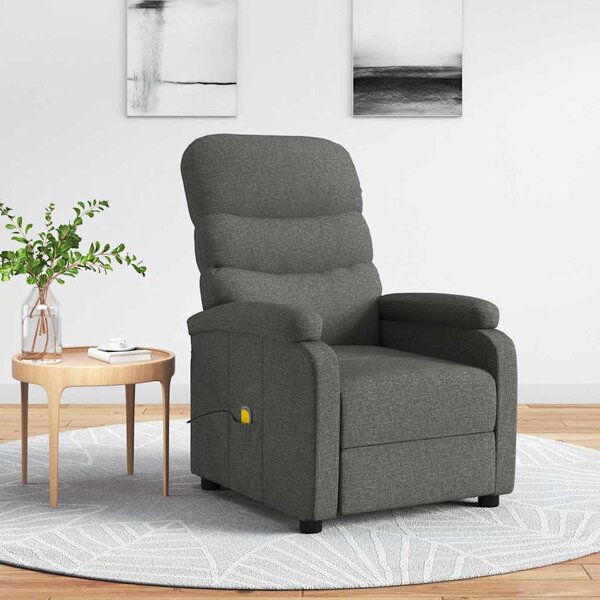 Masážní křeslo tmavě šedé textil 321227