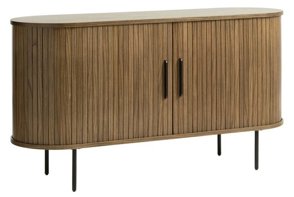 Hnědá nízká komoda v dekoru dubu s posuvnými dveřmi 140x76 cm Nola – Unique Furniture