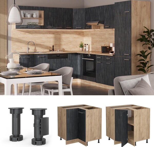 Rohová skříňka Vicco R-Line Černý beton 75.6 cm PD Dub, Model 47529