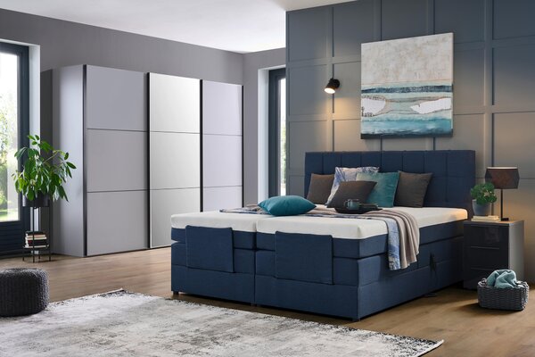 POSTEL BOXSPRING, 180/200 cm, modrá Moderano - Manželské postele