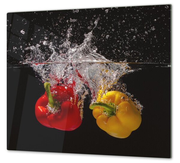 Ochranná deska červená a žlutá paprika - 52x60cm / S lepením na zeď