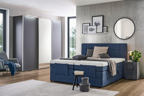 POSTEL BOXSPRING, 180/200 cm, modrá Moderano - Manželské postele