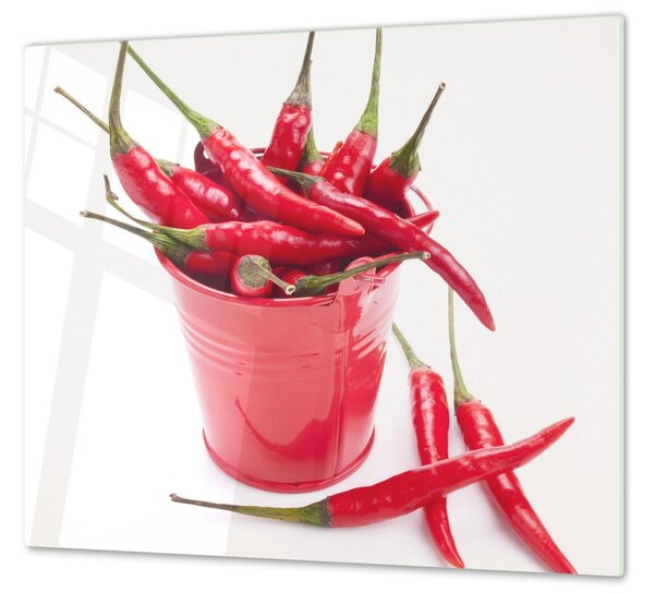 Ochranná deska chilli v červeném kyblíku - 2x 52x30cm / Bez lepení na zeď