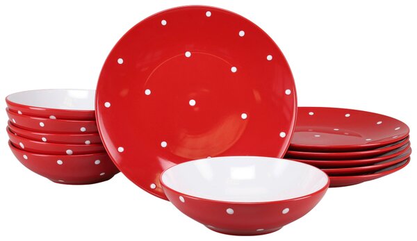 JÍDELNÍ SOUPRAVA Polka Dots Rot 12dílné Creatable - Online Only nádobí, Online Only