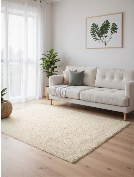 Krémový/slonovinový ručně tkaný koberec s příměsí vlny 120x170 cm Majoli – Elle Decoration