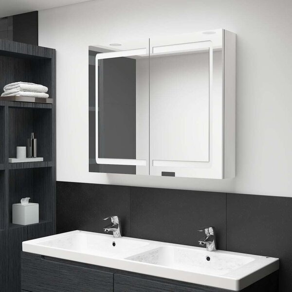 LED koupelnová skříňka se zrcadlem zářivě bílá 80 x 12 x 68 cm