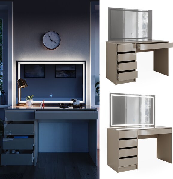 Toaletní stolek Vicco Sherry Béžový vysoký lesk 120 cm se zrcadlem LED, Model 47701