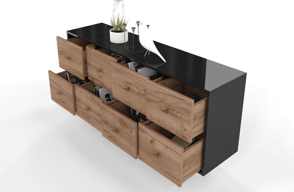 Komoda Naturlig Sinoit (dub craft + černý lesk)
