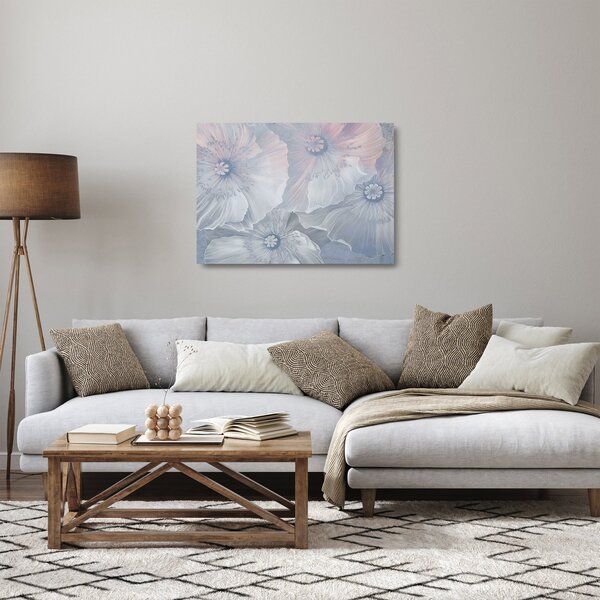 Skleněný obraz - Modré květy na zdi (70x50 cm)