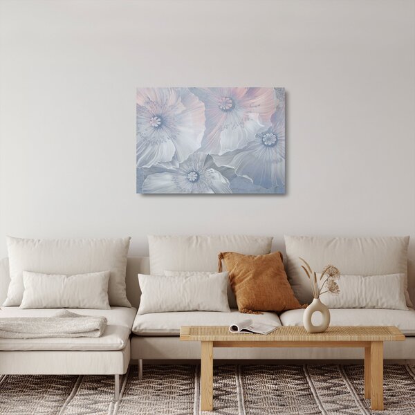 Skleněný obraz - Modré květy na zdi (70x50 cm)