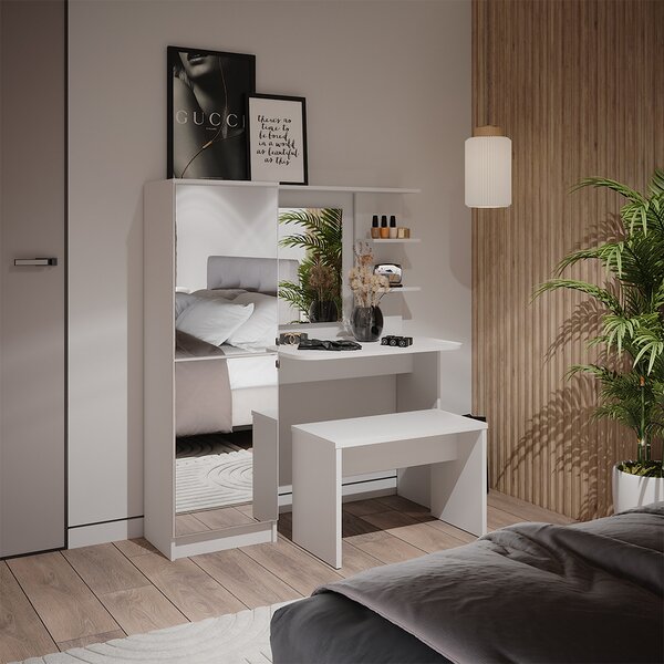 Toaletní stolek Vicco Jasmin Bílá 123 x 141.2 cm s lavičkou, Model 51268