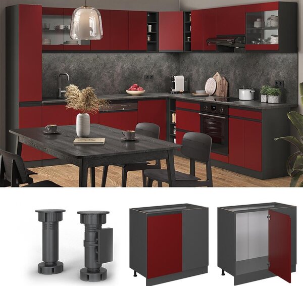 Rohová skříňka Vicco R-Line Červená 86 cm , PD Antracit, Model 46559